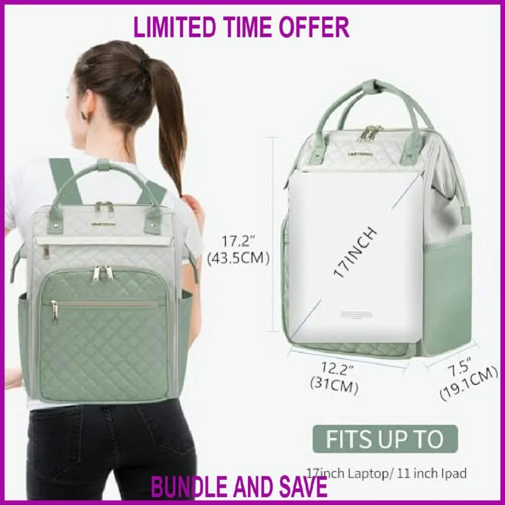 17 Inch Laptop Backpack Water Repellent USB Port Expandable Large Capacity - Picture 4 of 8